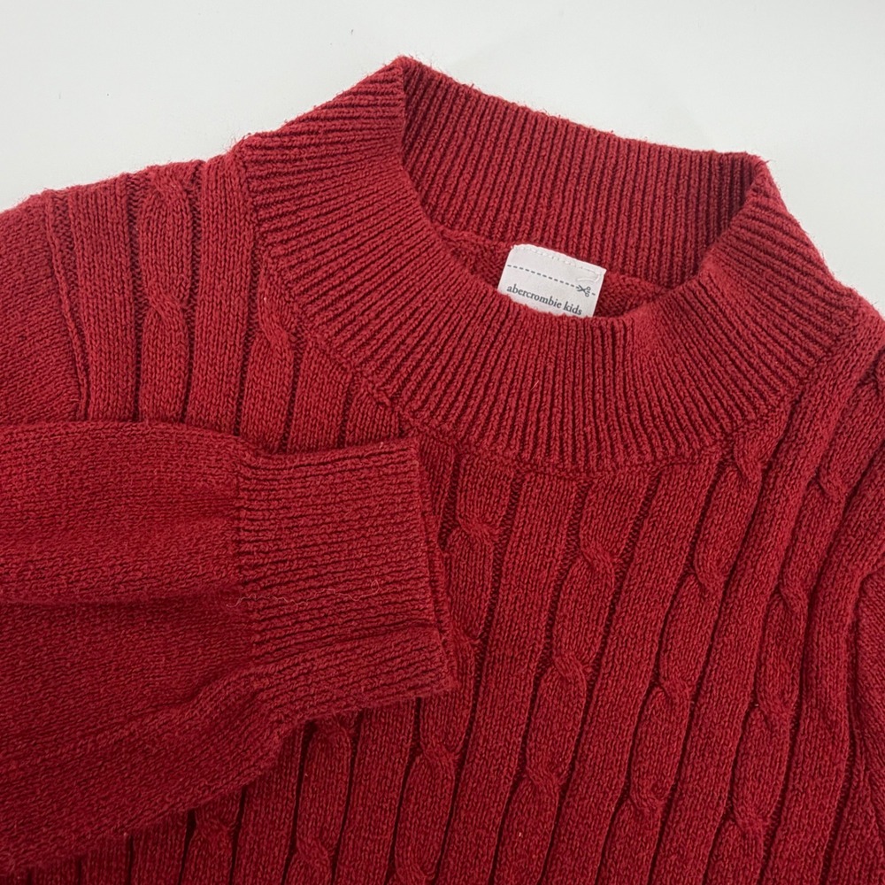 Abercrombie Kids Girls Red Cable‎ Knit Mock Neck Long Sleeve Sweater dress 11/12